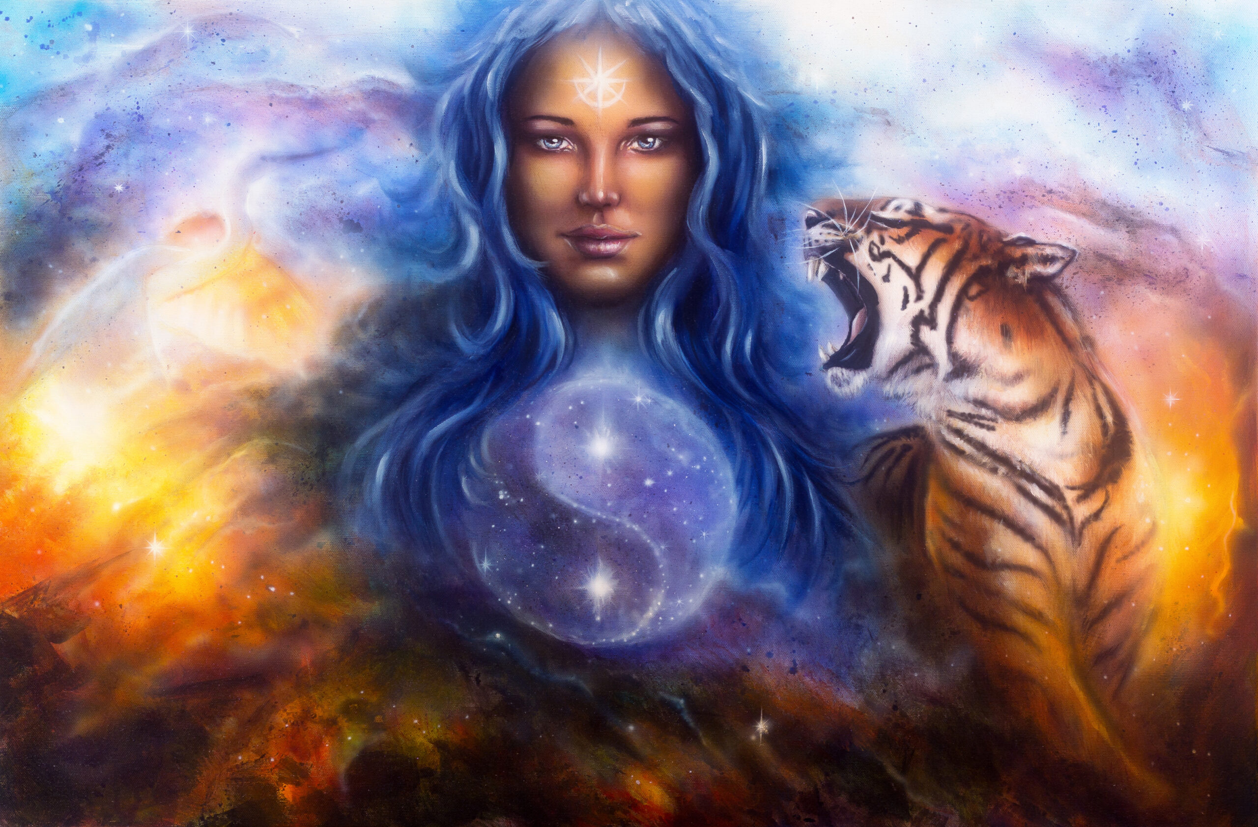 Мужчина коза женщина тигр. Женщина тигрица. Богиня с тигром. Девушка тигр арт. Картина женщина с тигром.